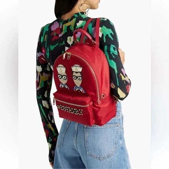 Dolce & Gabanna Red Appliquéd Shell Backpack NWT main image 8
